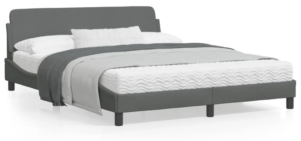 vidaXL Estrutura de cama sem colchão 160x200 cm tecido cinzento-escuro