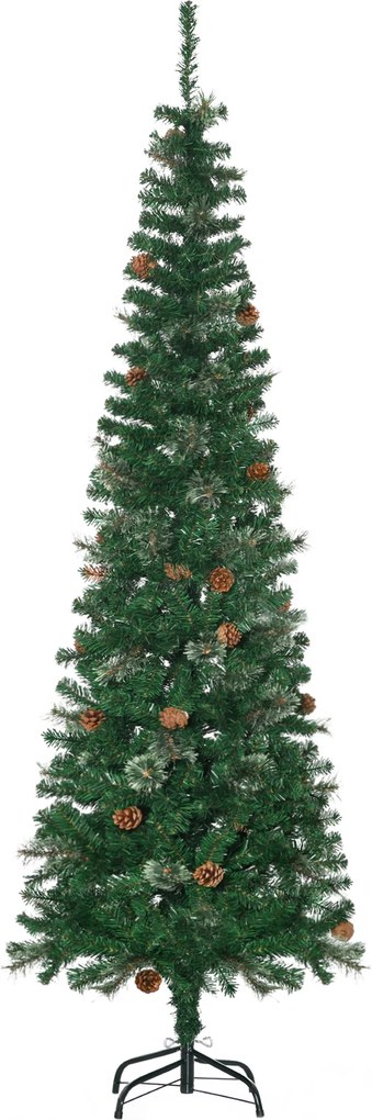 Árvore de Natal artificial de 195 cm, com 556 ramos, 27 pinhas e suporte dobrável verde