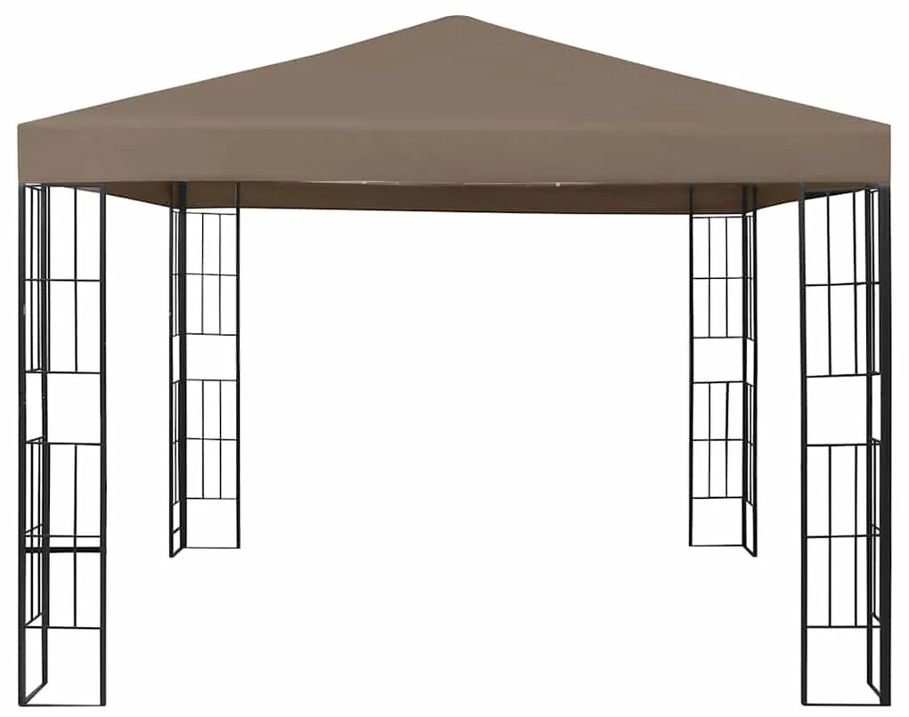 Gazebo com cordões de luzes LED 3x3 m cinza-acastanhado