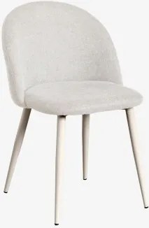 Pack De 2 Cadeiras De Jantar Estofadas E Em Aço Kana Beige Creme & Tecido Branco Quebrado & Tecido - Sklum