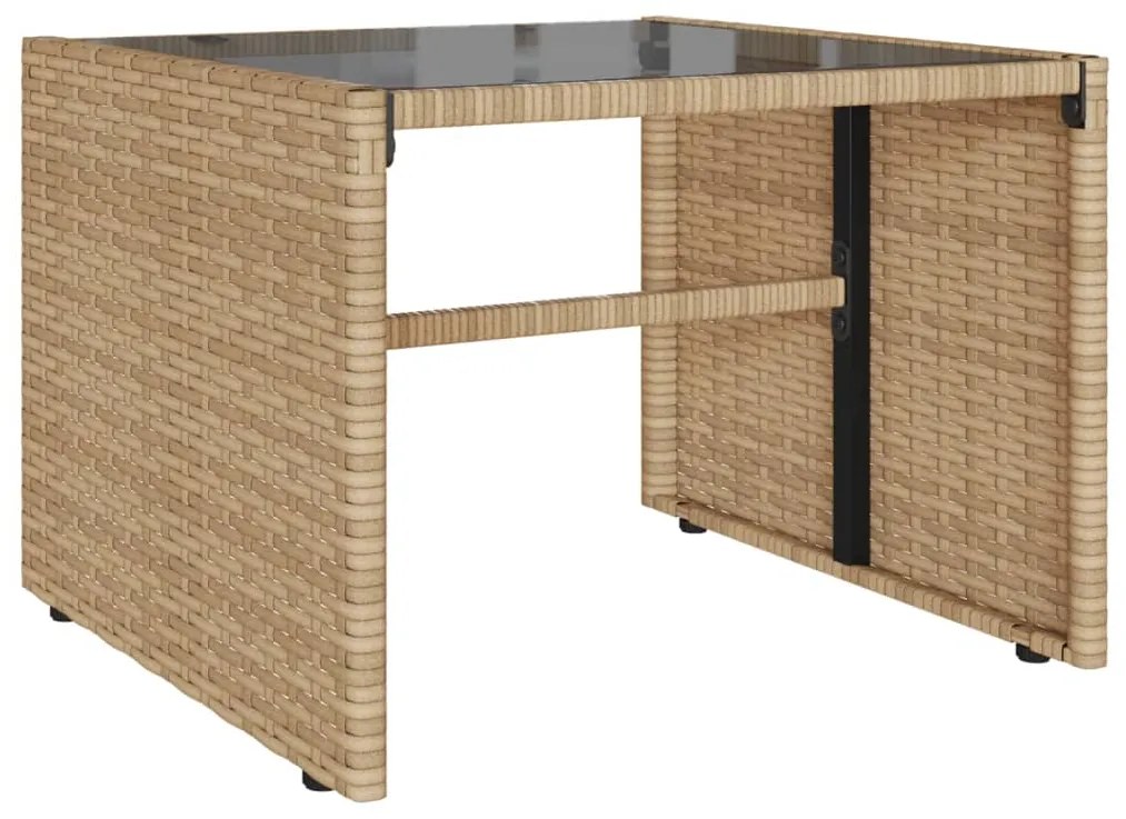 4 pcs conjunto de sofás para jardim c/ almofadões vime PE bege