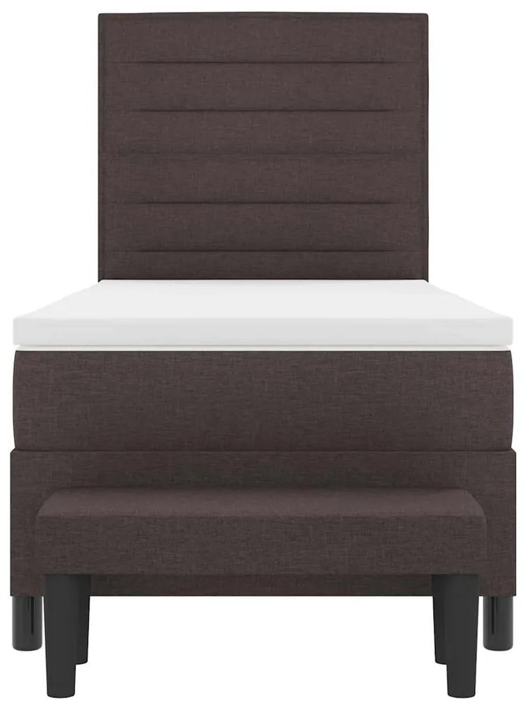 Cama Box com Colchão &amp; Banco Castanho 100x200 cm Tecido