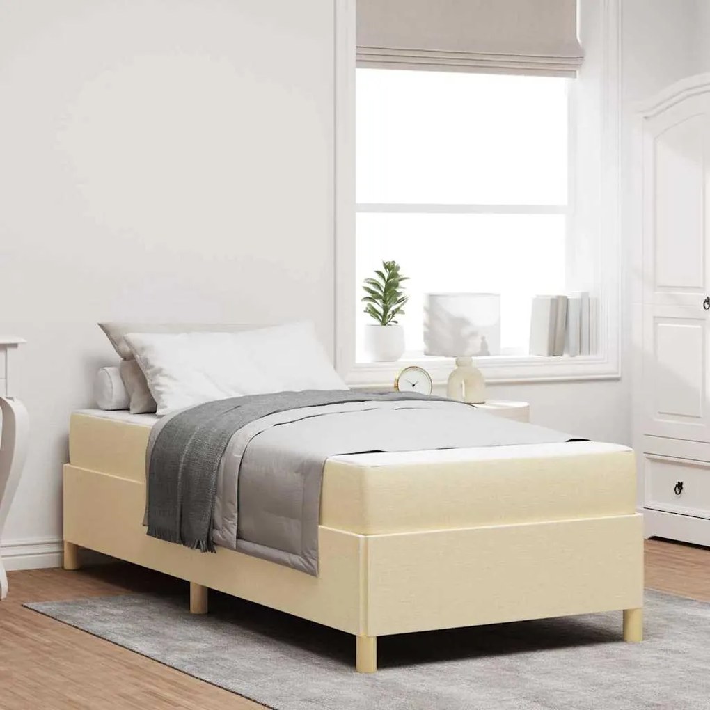 vidaXL Estrutura da Cama com colchão Creme 90 x 190 cm tecido