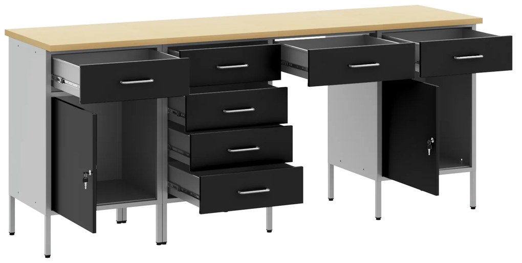 Conjunto de Mesa e Armário de Trabalho VidaXL 4 Peças Preto em Madeira