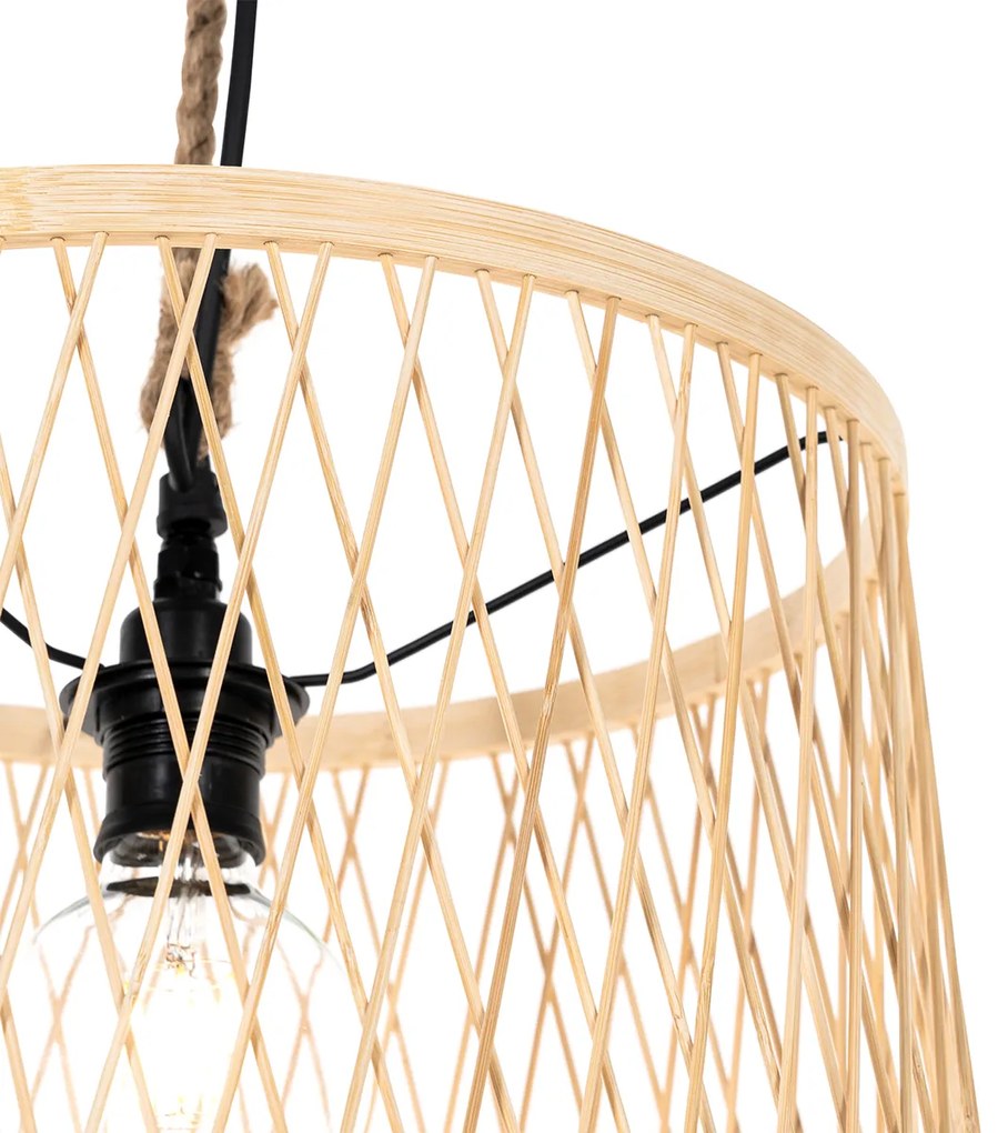 Candeeiro de suspensão rústico de exterior em vime 40 cm - Calamus Rústico