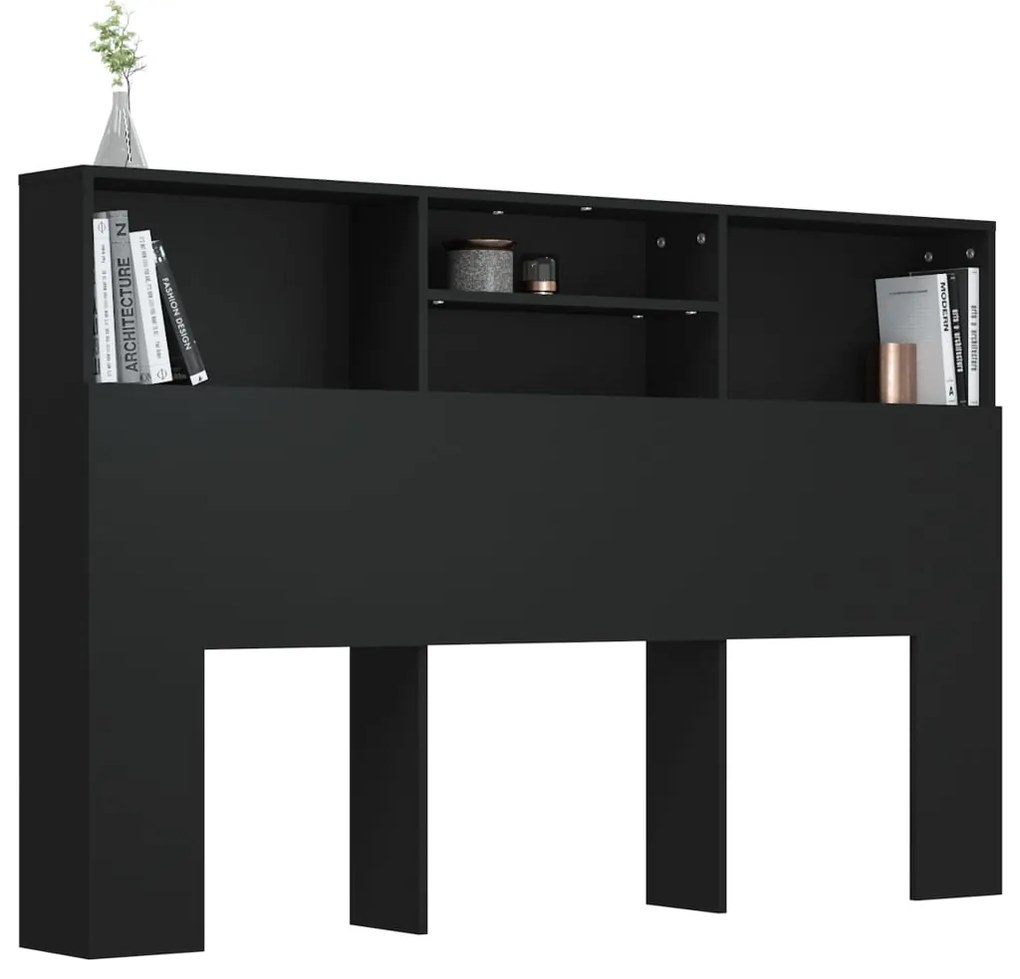 Armário de cabeceira 160x19x103,5 cm preto