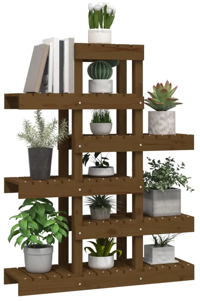Suporte para plantas 85x25x109,5 cm pinho maciço castanho mel