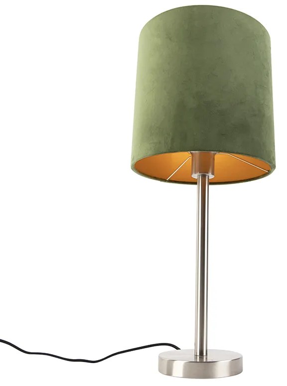 Candeeiro de mesa em aço com cúpula verde 25 cm - Simplo