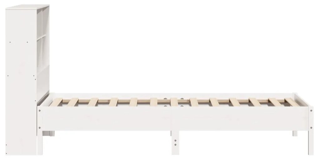 Cama com estante sem colchão 90x200 cm pinho maciço branco