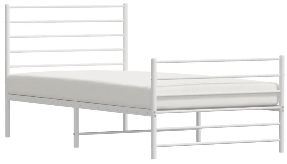 Estrutura de cama com cabeceira e pés 100x190 cm metal branco