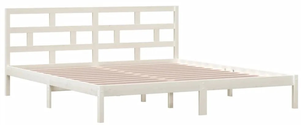 Estrutura de cama 140x190 cm madeira de pinho maciça branco
