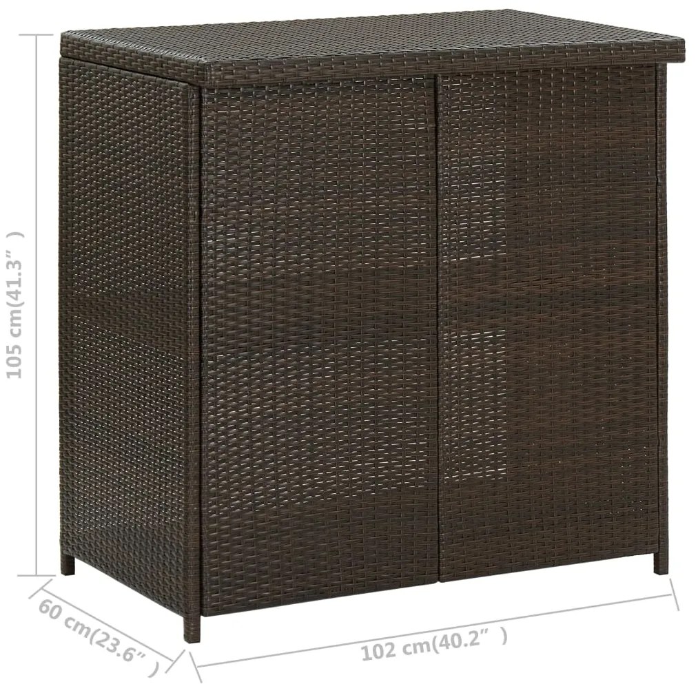 3 pcs conjunto de bar vime PE castanho