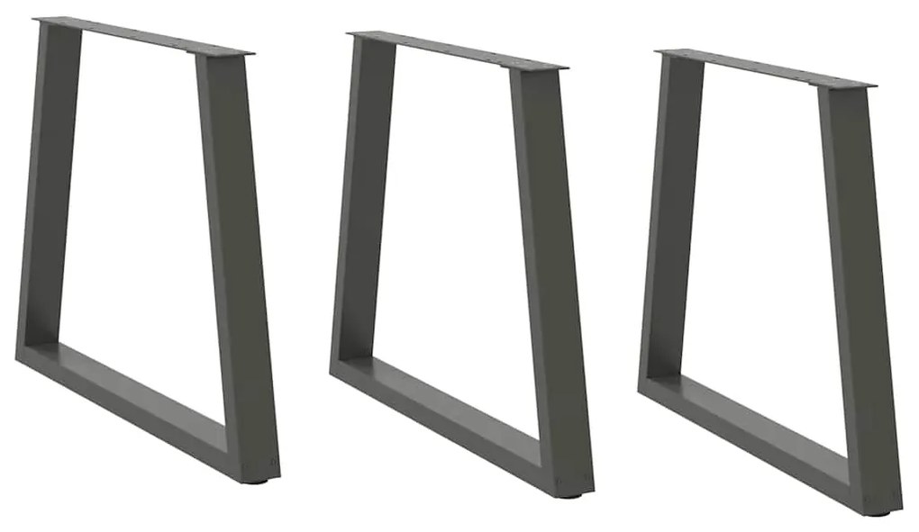 Pés para mesa de jantar em V, 3 peças, antracite, 70x(72-73,3) cm, aço