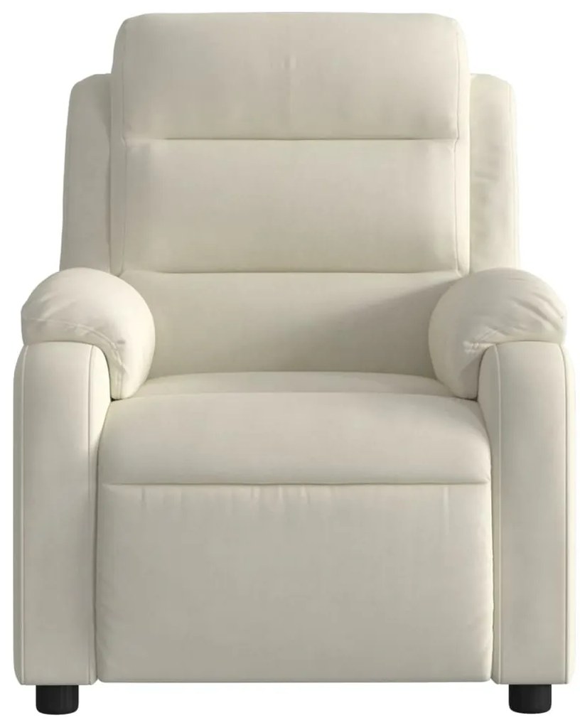 Poltrona de massagens reclinável veludo cor creme
