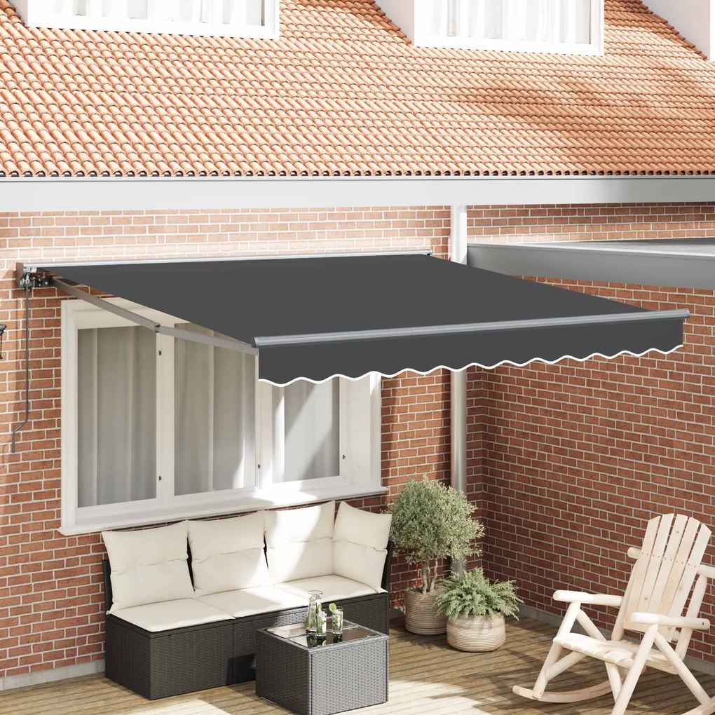 vidaXL Toldo Retrátil Manual Antracite 350 x 250 cm Poliéster e Metal