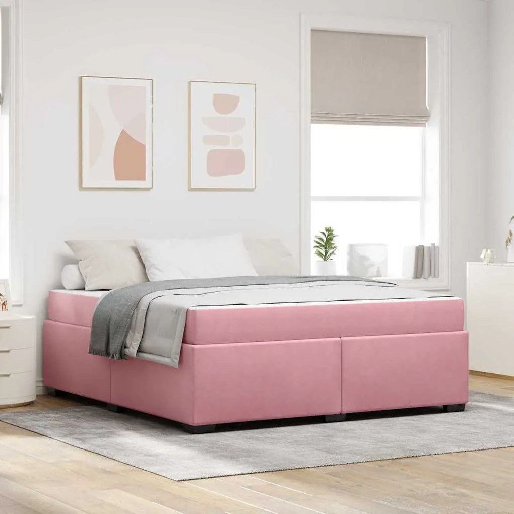 vidaXL Estrutura da Cama com colchão Rosa 180 x 200 cm tecido