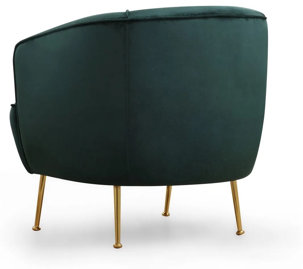 Poltrona "Piccoli" – 83x72x75 cm – Cor Verde e Dourado - Design Modern