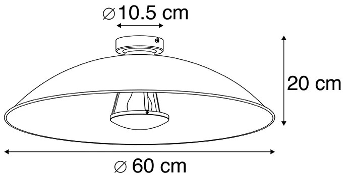 Candeeiro de teto vintage preto com dourado 60 cm - Emilienne