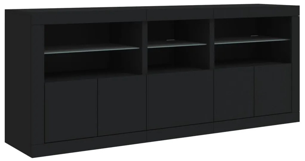 Aparador com luzes LED 162x37x67 cm preto