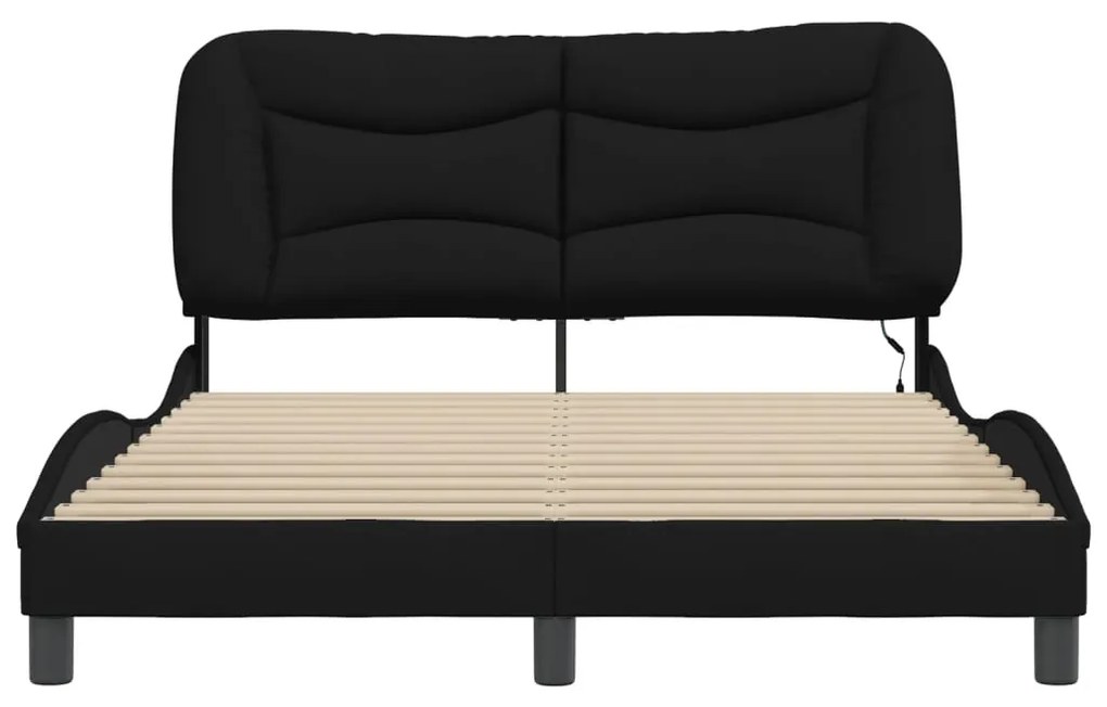 Estrutura de cama com LED sem colchão 140x200 cm tecido preto