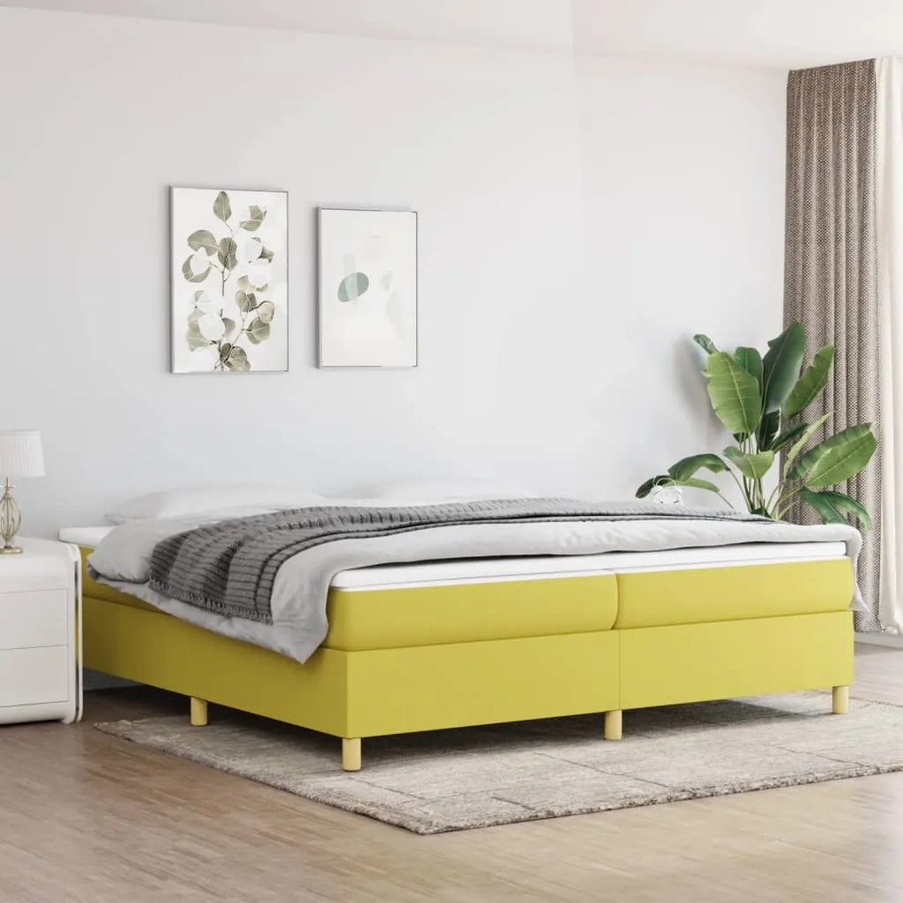 Estrutura de cama sem colchão 200x200 cm tecido verde