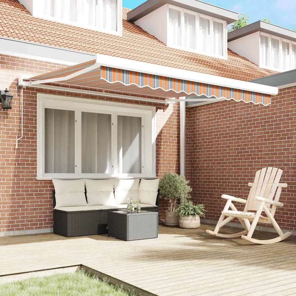 Toldo Retrátil Automático Listrado Multicolorido 350x250 cm