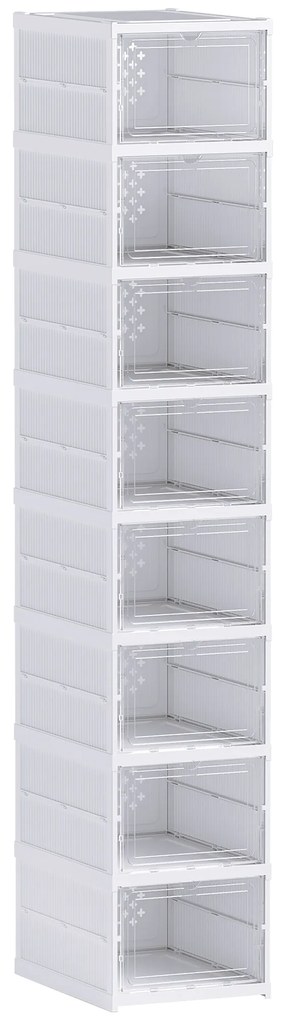 Sapateira Dobrável Organizador para Sapatos de 8 Níveis com Portas Transparentes para Sapatos até Tamanho 43 26x35x140 cm Branco