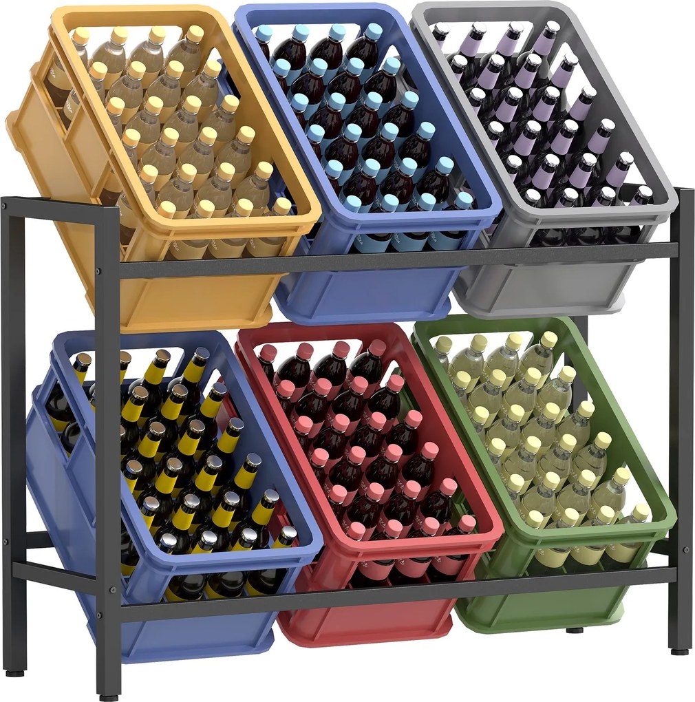 Estante para caixas de bebidas, frutas 2 níveis, para 6 caixas 36 x 105 x 81,1 cm preta