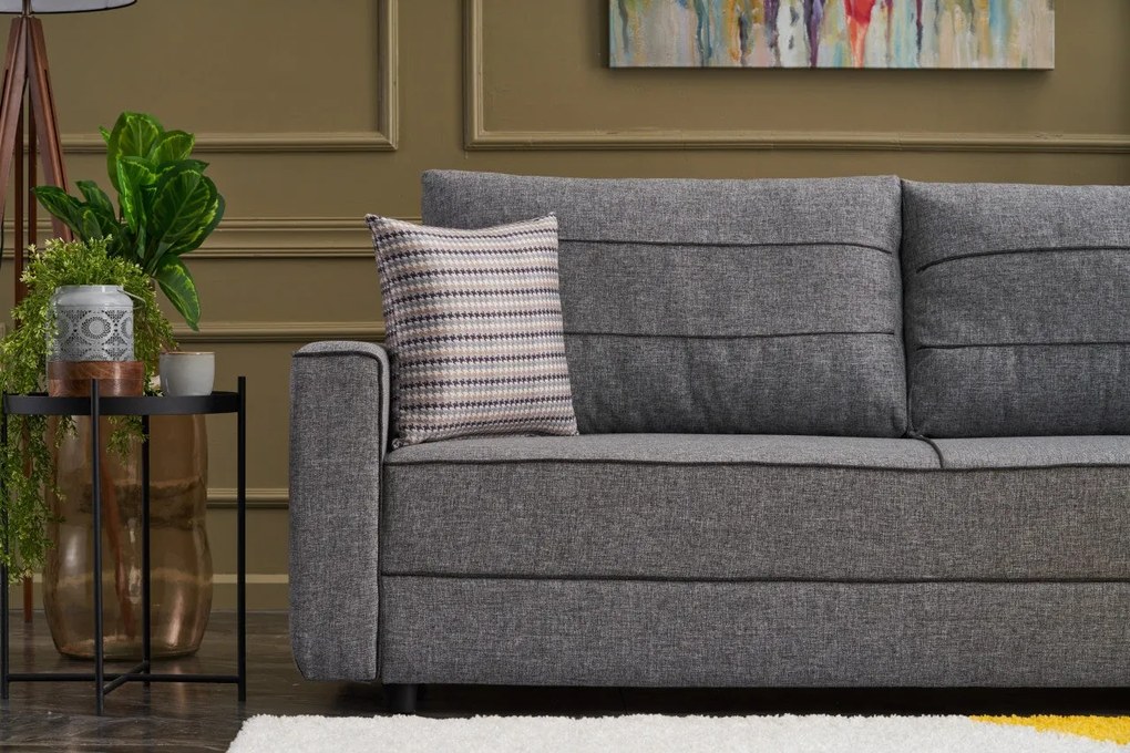 Sofá-Cama de 3 Lugares Ece – Cinzento – 215 cm x 88 cm x 90 cm