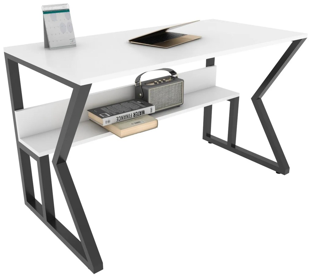 Secretária Wake – Preto e Branco – 120 cm x 72,8 cm x 60 cm