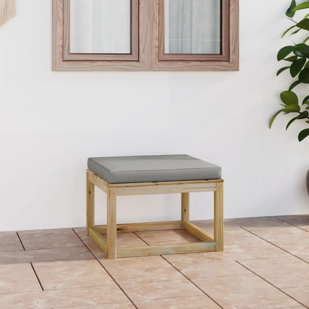 vidaXL Apoio de pés para jardim c/ almofadão pinho impregnado verde