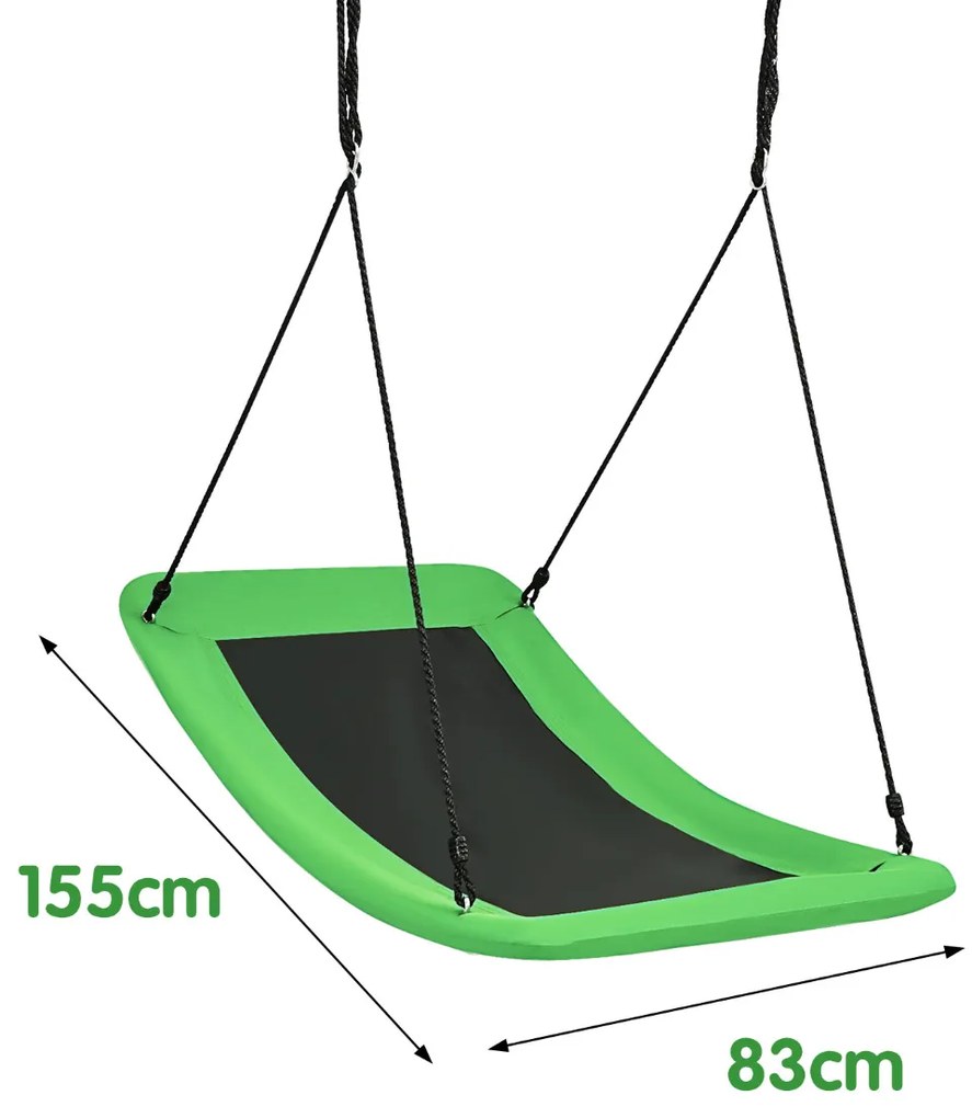 Baloiço de Árvore para Crianças Baloiço Exterior em tecido PP Oxford com Cordas Ajustáveis para Jardim 155 x 83 cm Verde
