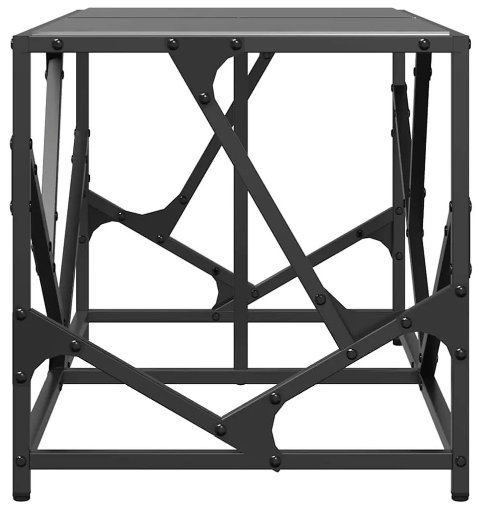 Mesa de centro com topo em vidro preto 78,5x40x41 cm aço