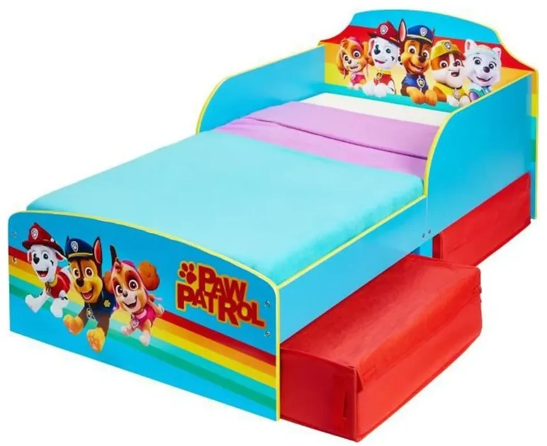 Cama infantil Patrulha Pata para crianças com colchão e almofada 140 x 70 cm AZUL VERMELHA
