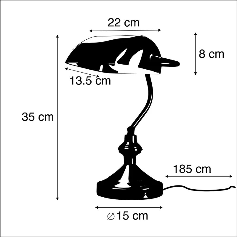LED Candeeiro de mesa clássico inteligente bronze com vidro verde incl. Wi-Fi A60 - Banker Clássico / Antigo,Retro