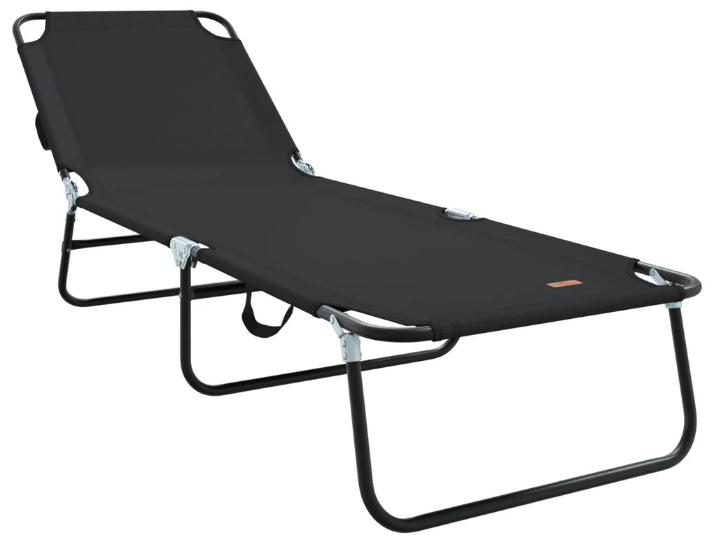 Espreguiçadeira Dobrável 2 pcs Portátil Preta 600D Tecido Oxford