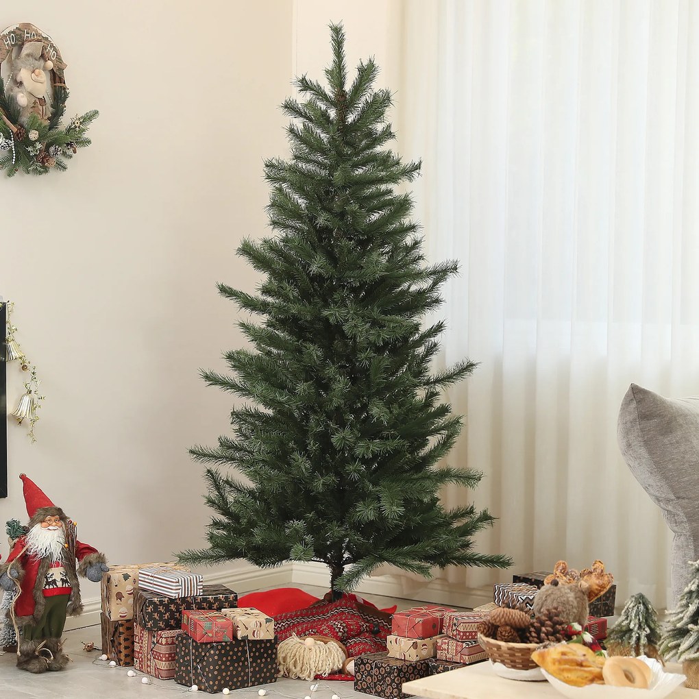 Árvore de Natal artificial de 180 cm com suporte dobrável em aço, 467 ramos, decoração de Natal, verde