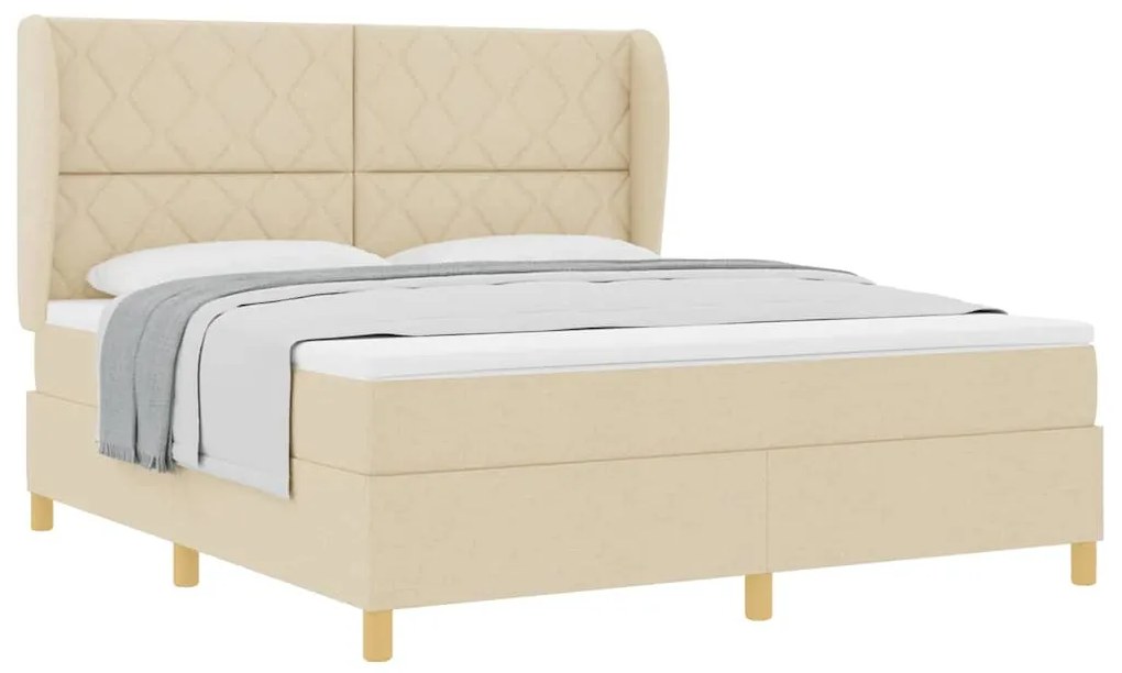 Cama Box Spring com Colchão VidaXL Creme 180x200 cm Tecido