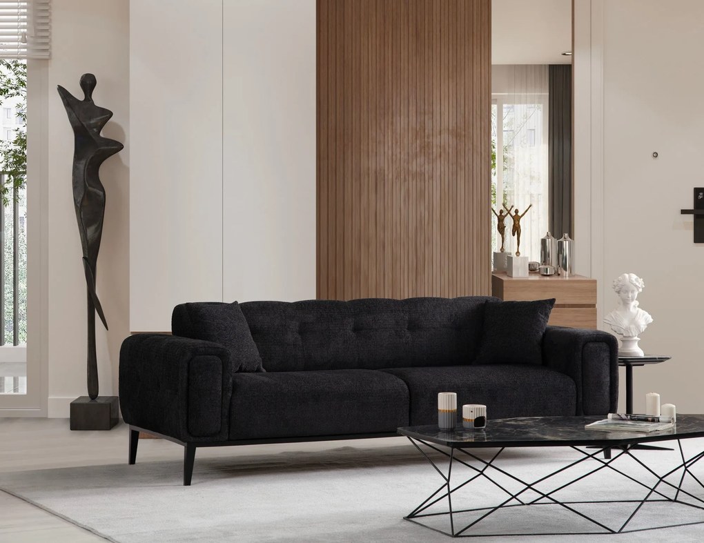 Sofá-cama de 3 Lugares Athena – Preto – 225x92x76 cm