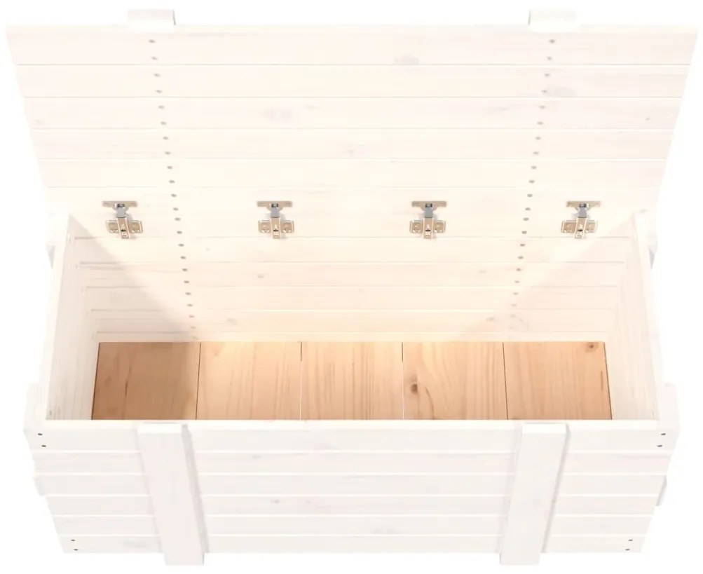 Caixa de arrumação 91x40,5x42 madeira de pinho maciça branco