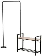 Cabideiro com Sapateiro e Banco 3 em 1 Cabideiro de Pé Giratório 360° com Prateleira Móvel de Entrada Múltiplas Formas para Entrada 159x30x159cm Natur