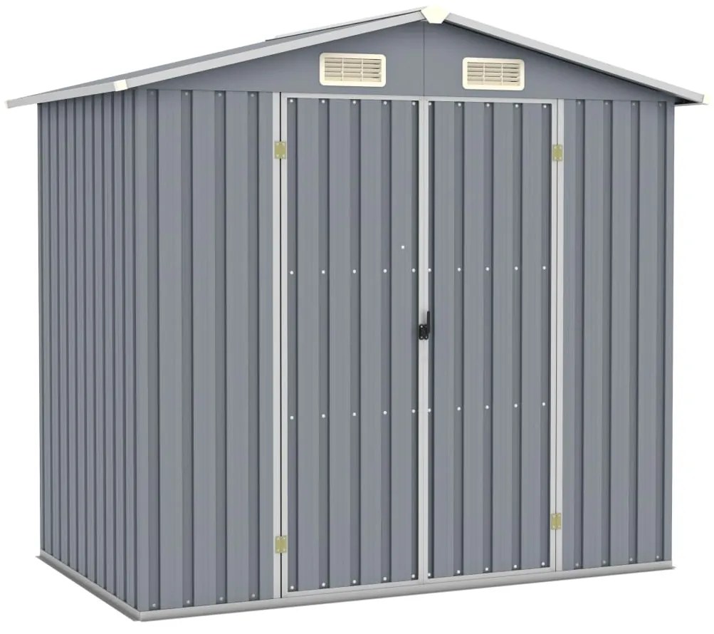 Abrigo de jardim 205x129x183 cm aço galvanizado cinzento