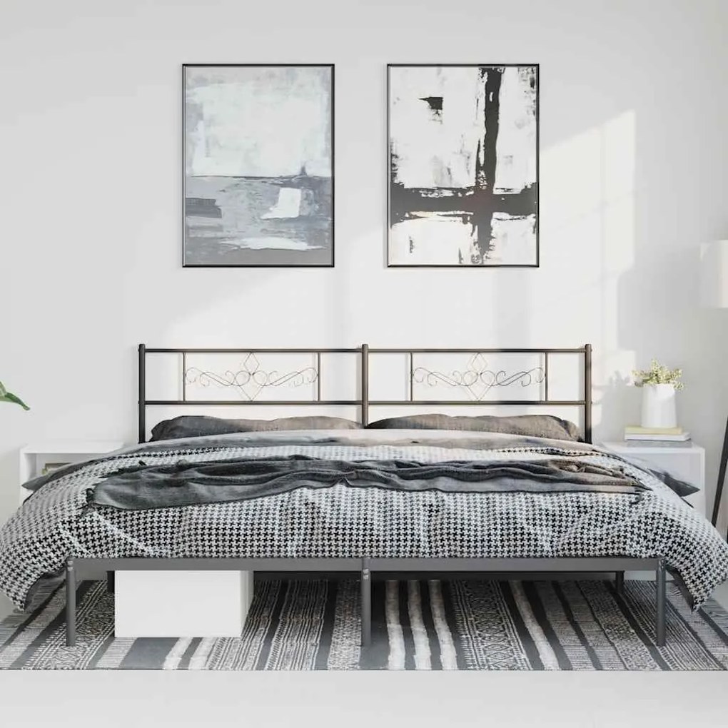 Estrutura de cama com cabeceira 183x213 cm metal preto