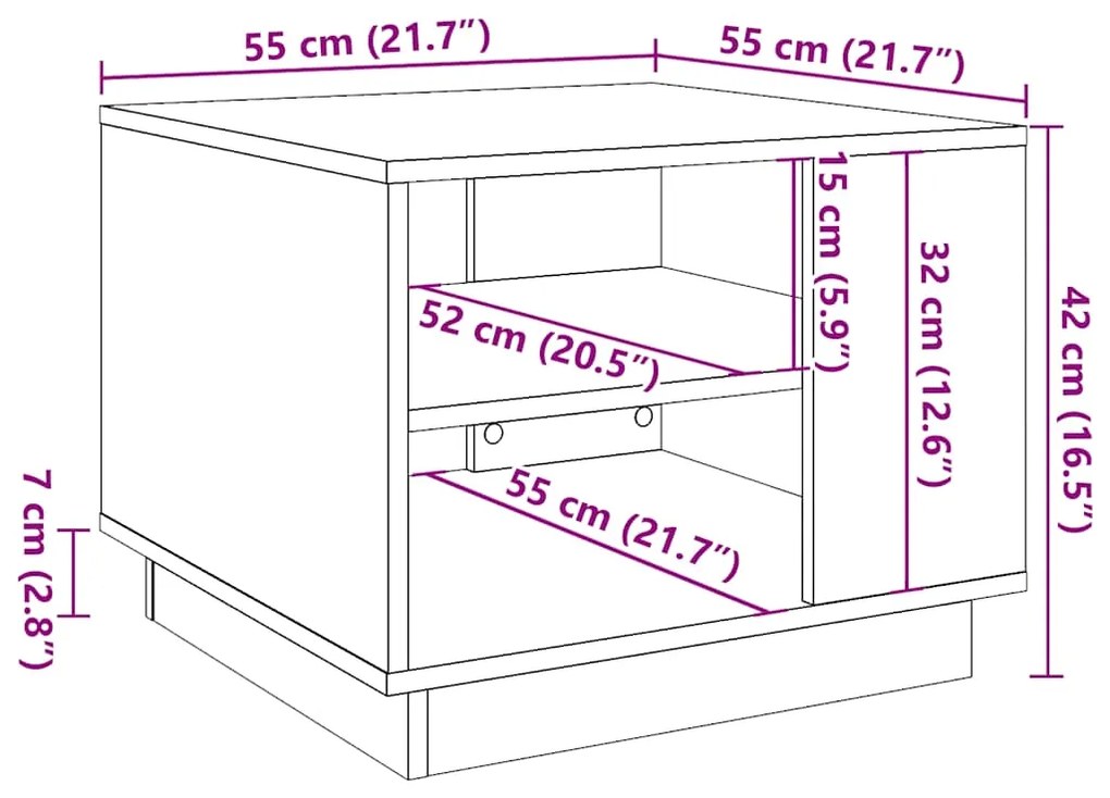 Mesa de centro 55x55x42 cm derivados de madeira madeira velha