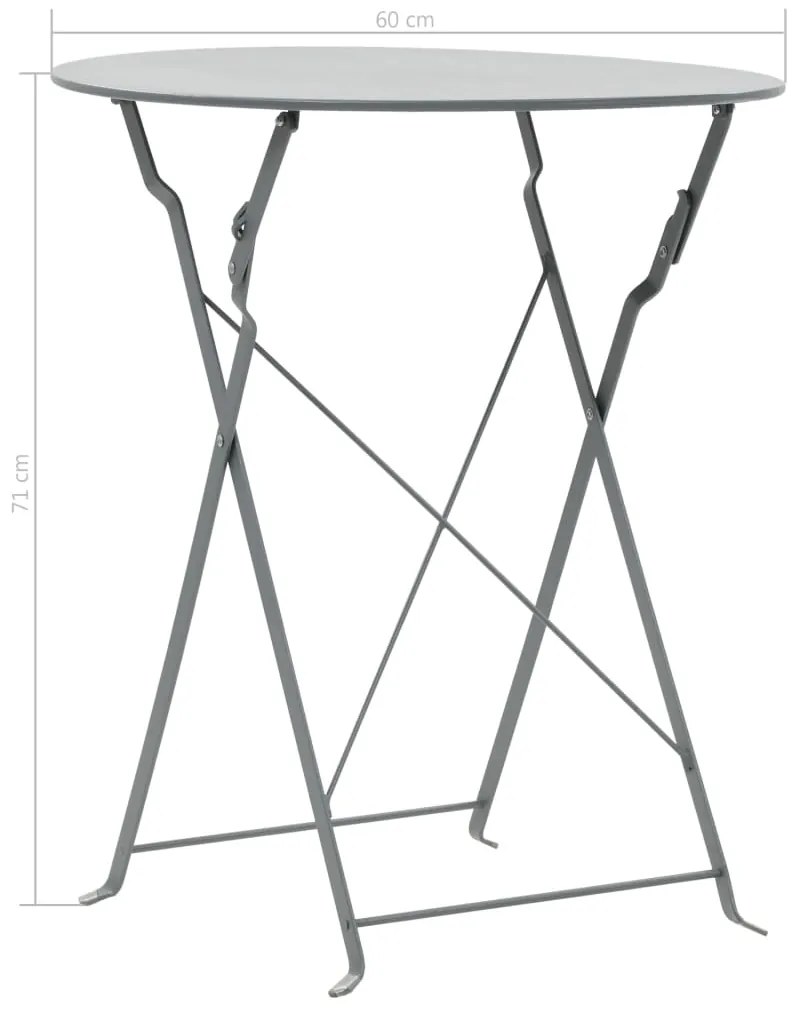 3 pcs conjunto bistrô aço cinzento