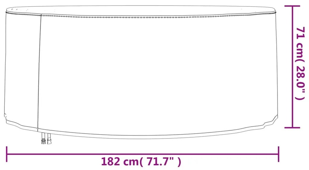 Capa para mobiliário de jardim Ø 182x71 cm 420D oxford preto