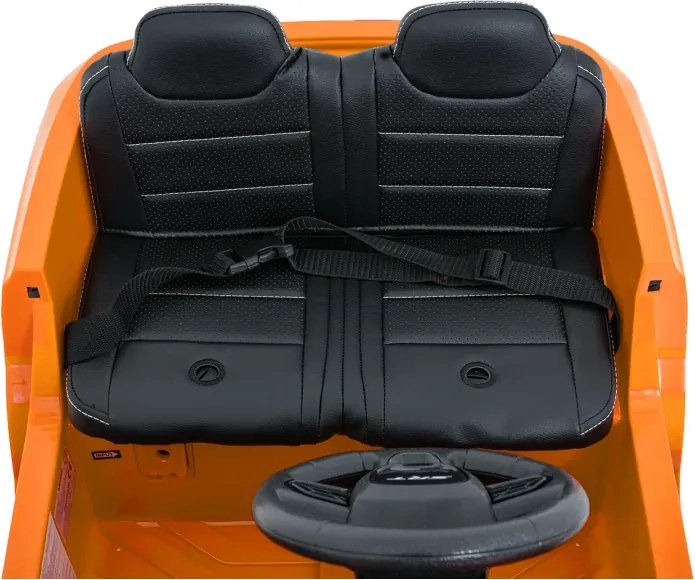 Carro elétrico para Crianças 2 a 5 anos, 12V Dodge Durango Rodas de espuma EVA, assento Couro ecológico e Comando Laranja