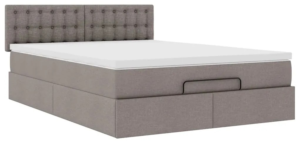 Cama otomana com colchão 140x200 cm tecido cinza