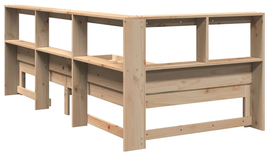 Cama com estante sem colchão 90x190 cm pinho maciço