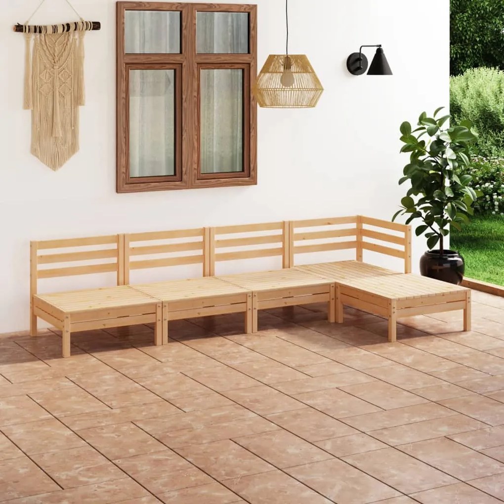 5 pcs conjunto lounge de jardim pinho maciço